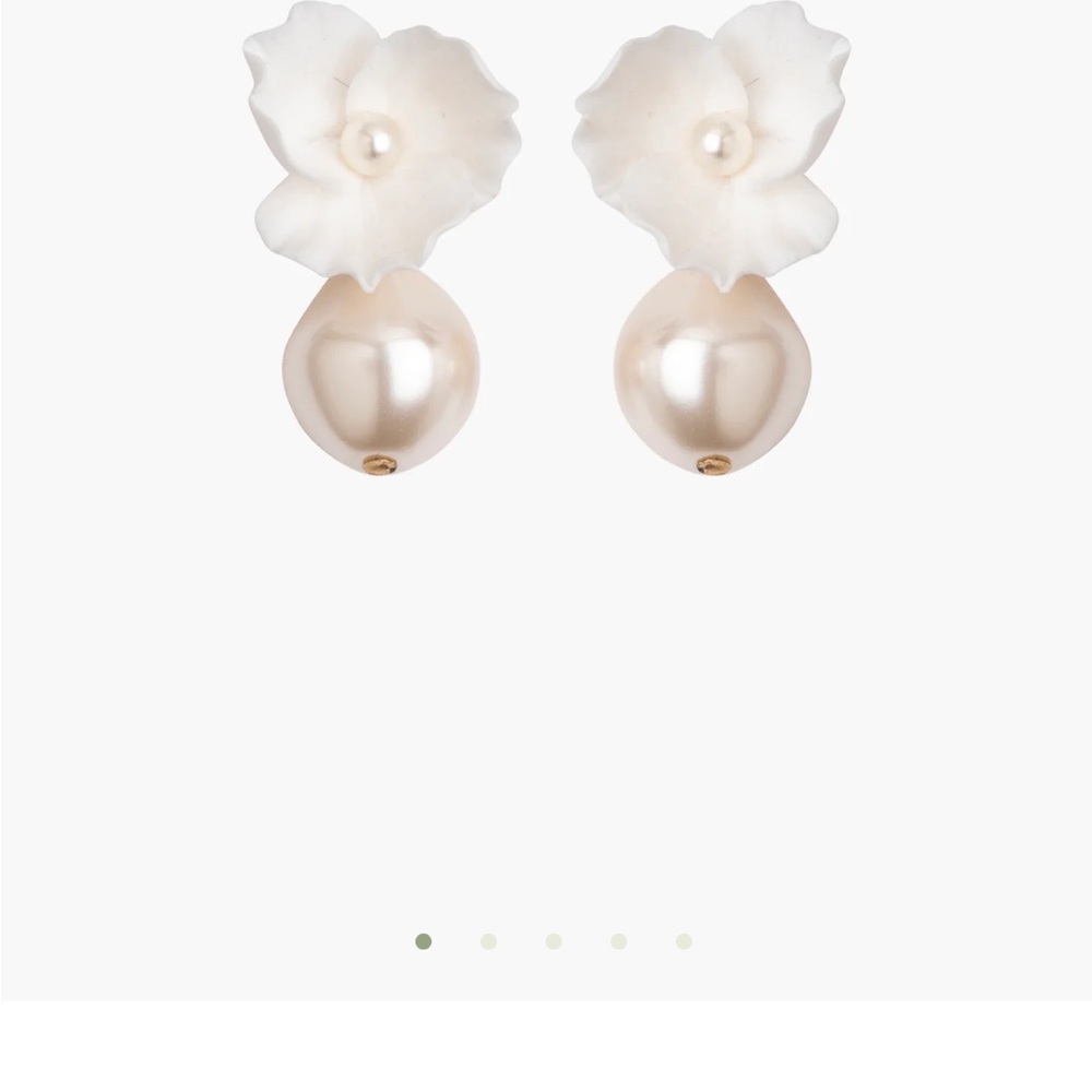 Jennifer Behr Clarabel Elegant White Pearl Flower Earrings